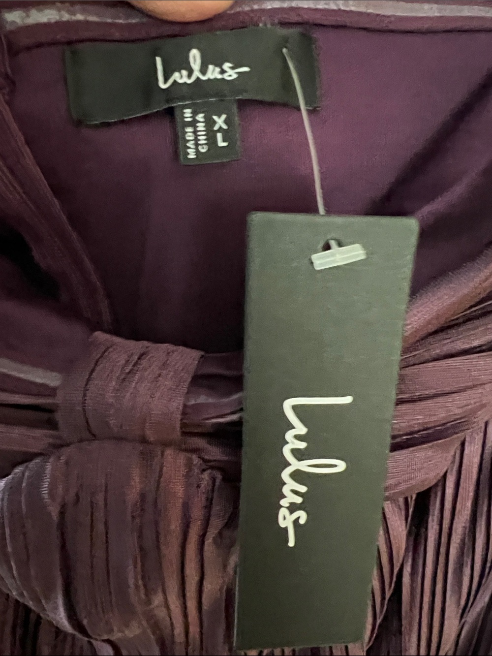 NWT LULUS Whimsical Beauty plisse strapless dress dark purple XL - Picture 9 of 12